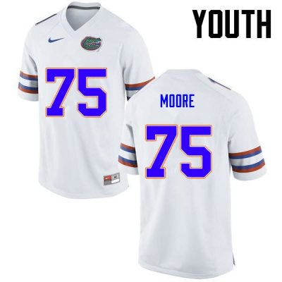 Youth Florida Gators #75 TJ Moore NCAA Nike White Authentic Stitched College Football Jersey KOK7062DP